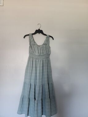 Sage Green Tiered Smocked Waist Maxi Dress